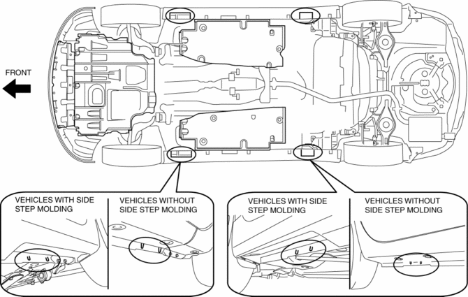 Mazda 3 Service Manual - Jacking Positions, Vehicle Lift (2 Supports