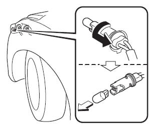 Mazda 3. Parking lights/Front side-marker lights (With halogen headlights), Front side-marker lights (With xenon fusion headlights)