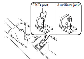 Mazda 3. How to connect USB port/ Auxiliary jack