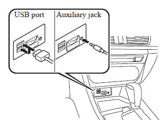 Mazda 3. How to connect USB port/ Auxiliary jack