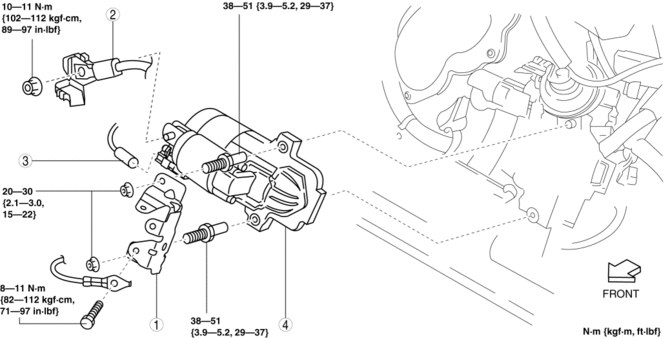 Mazda 3 Service Manual - Starter Removal/Installation [Mzr 2.0, Mzr 2.5