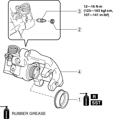  Mazda 3 Manual de taller - Desmontaje/montaje de la pinza (trasera) - Frenos de disco