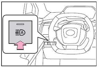 Subaru Solterra Automatic High Beam activation button and indicator