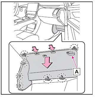 Subaru Solterra cabin filter access panel removal handle and clip location