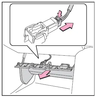 Subaru Solterra footwell light connector unplugging before filter removal