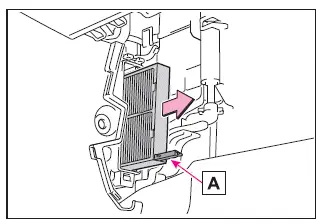 Subaru Solterra lower cabin filter case removal position and grip