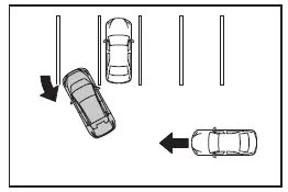 Subaru Solterra RCTA detection of vehicle entering radar zone from side