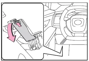 Subaru Solterra interior fuse box left side instrument panel access cover removal
