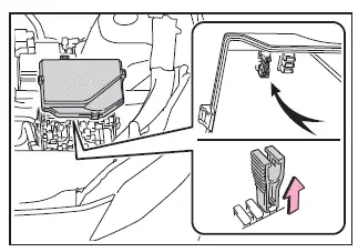 Subaru Solterra fuse removal using pullout tool type A fuse extraction