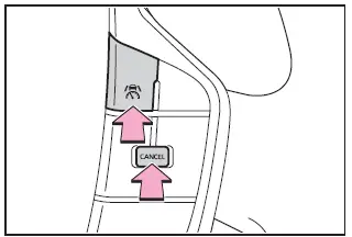 Subaru Solterra cruise control cancel and resume buttons illustration