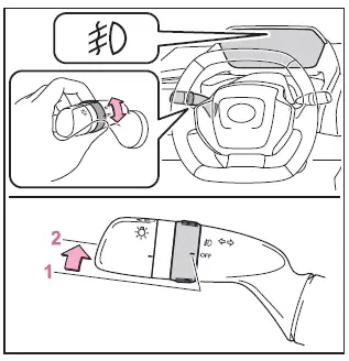 Subaru Solterra fog light switch control on steering column