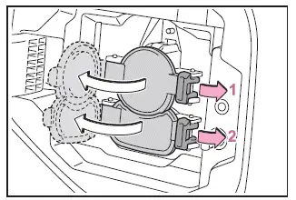 Subaru Solterra AC and DC charging inlet caps opened for DC fast charging connection
