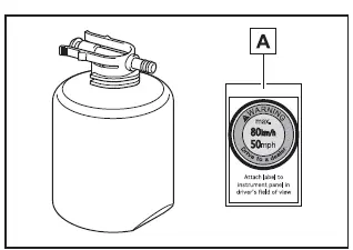 Subaru Solterra tire sealant bottle component with label sticker