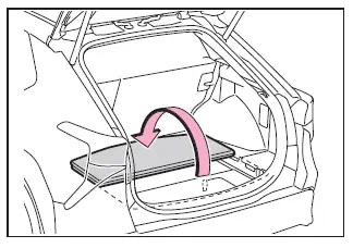 Subaru Solterra opening deck board to access tire repair kit