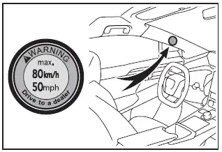 Subaru Solterra placing warning sticker for repaired tire visibility
