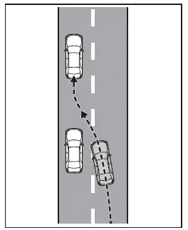 Subaru Solterra following vehicle lane change scenario illustration