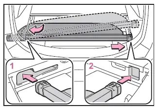 Subaru Solterra storing luggage cover under deck board