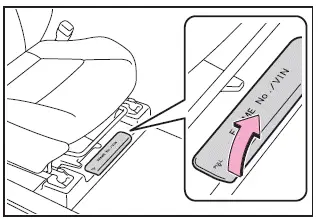Subaru Solterra VIN stamped under front passenger seat location