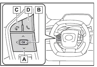 Subaru Solterra steering wheel meter control switches layout