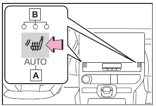 Subaru Solterra front seat heater control interface and indicators