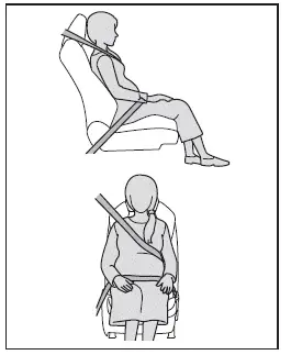 Subaru Solterra correct seat belt positioning for pregnant passengers illustration