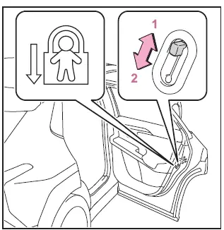 Subaru Solterra rear door child safety lock switch positions