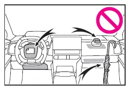 Subaru Solterra prohibited attachment zones including doors and windows for airbag safety