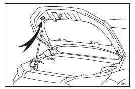 Subaru Solterra air conditioning refrigerant label location under hood illustration