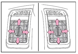 Subaru Solterra front air vent closing position and airflow adjustment