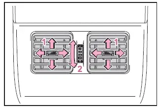 Subaru Solterra rear air vents airflow adjustment and open close control