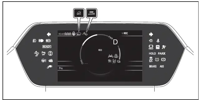 Subaru Solterra instrument cluster with all warning lights and indicators illuminated for reference
